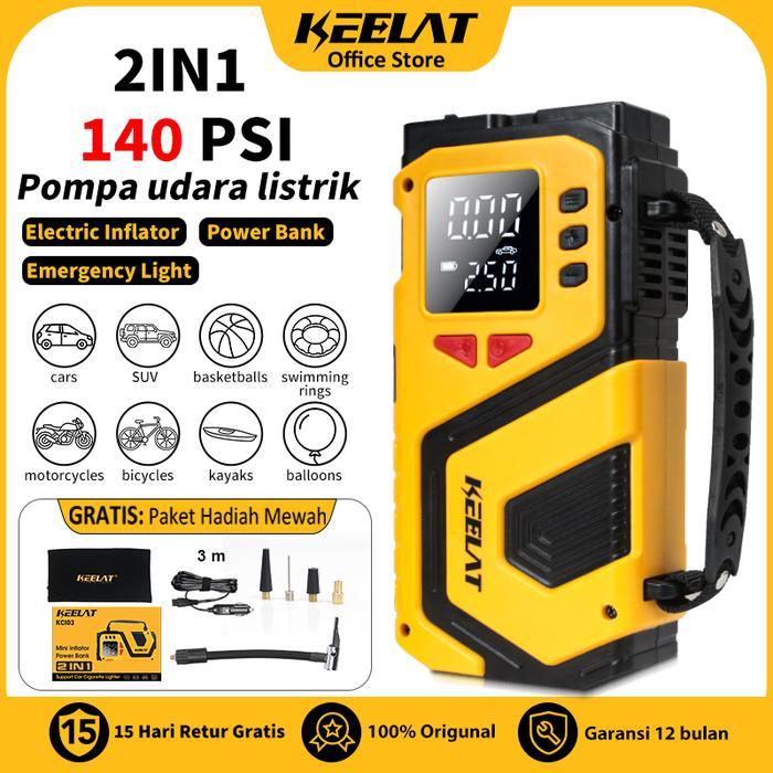KEELAT Pompa Angin Ban Mobil Elektrik Mini Portable Air Inflator KCI03