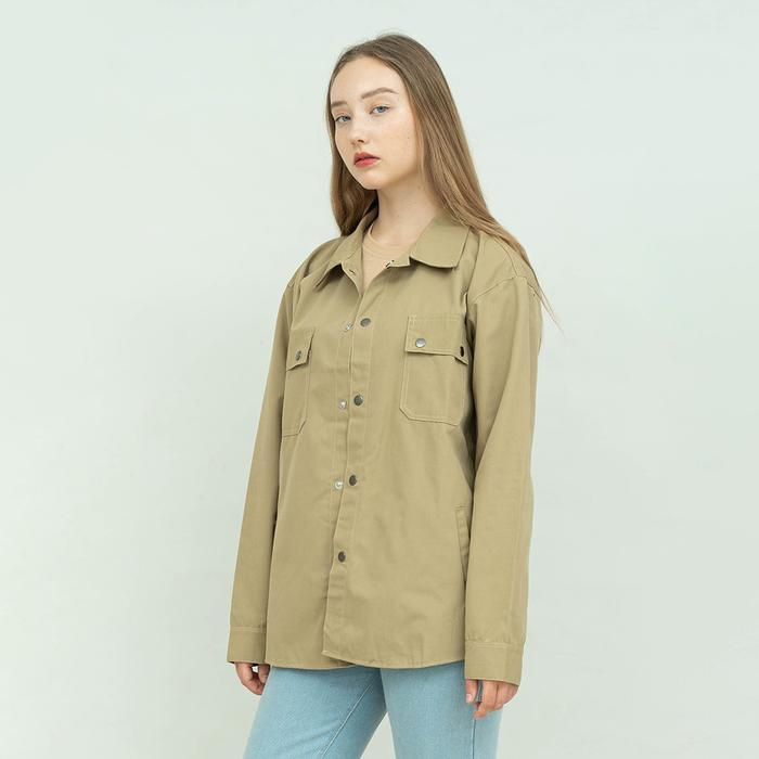 parka outer wanita Jaket parka outer jaket wanita semi parka warna krem unisex - M jaket wanita semi