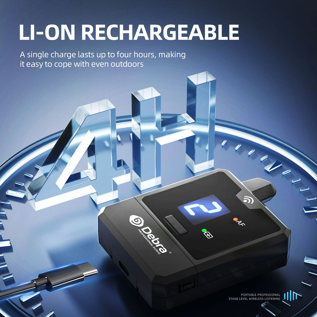 Debra New Protable UHF IEM Wireless In-Ear Monitor System Audio-Mini Rechargeable for Music Audio