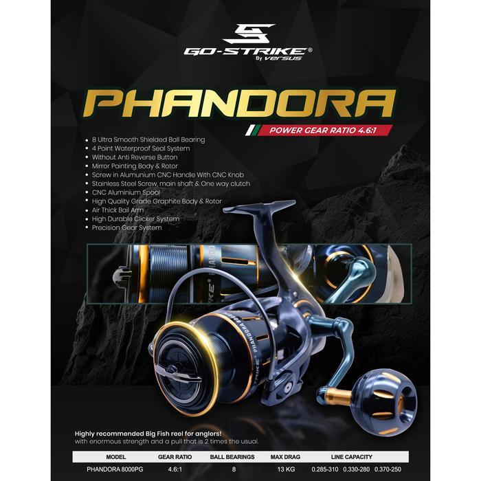 Reel Pancing Gostrike Versus Phandora 8000Pg (8 Seal Bearing) Power Handle