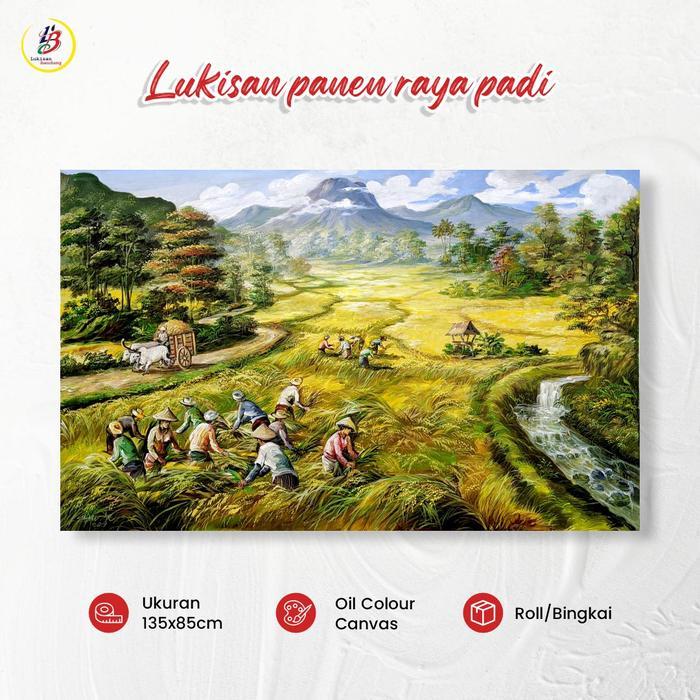 TERUJI Lukisan Pemandangan Sawah Kerbau 135x85