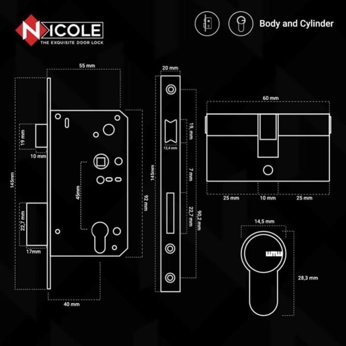 Nicole Gagang Pintu Set Kecil / Handle Pintu Set Small