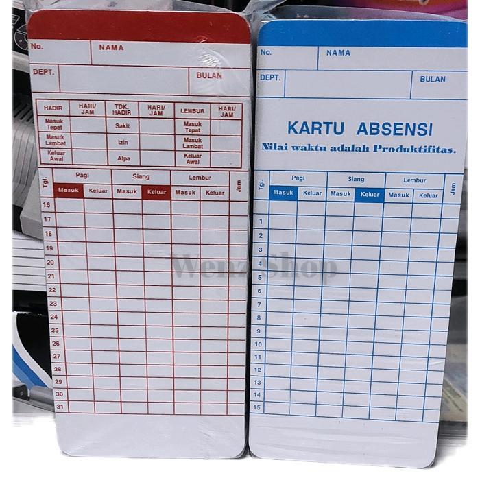 Kartu Absensi Warna Isi 100 Lembar untuk Mesin Absensi AMANO EX3000 EX6000 EX9000 dan Promaxi