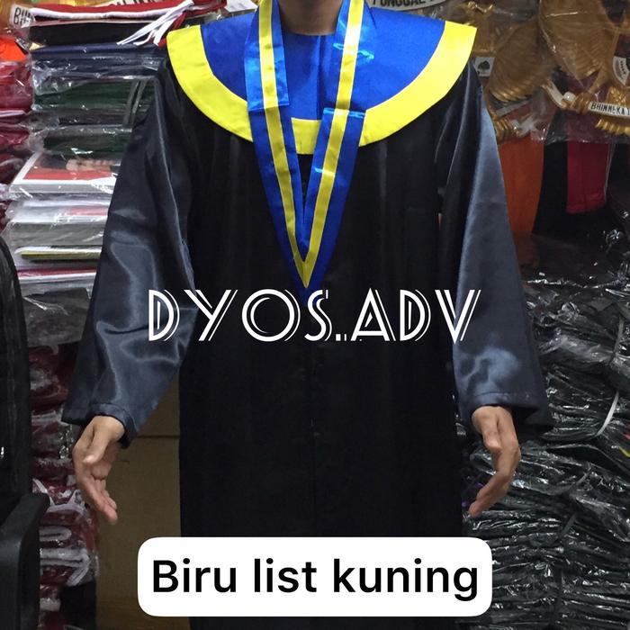 toga wisuda smp toga wisuda sma toga wisuda smp dan sma bahan satin - Biru list k, S