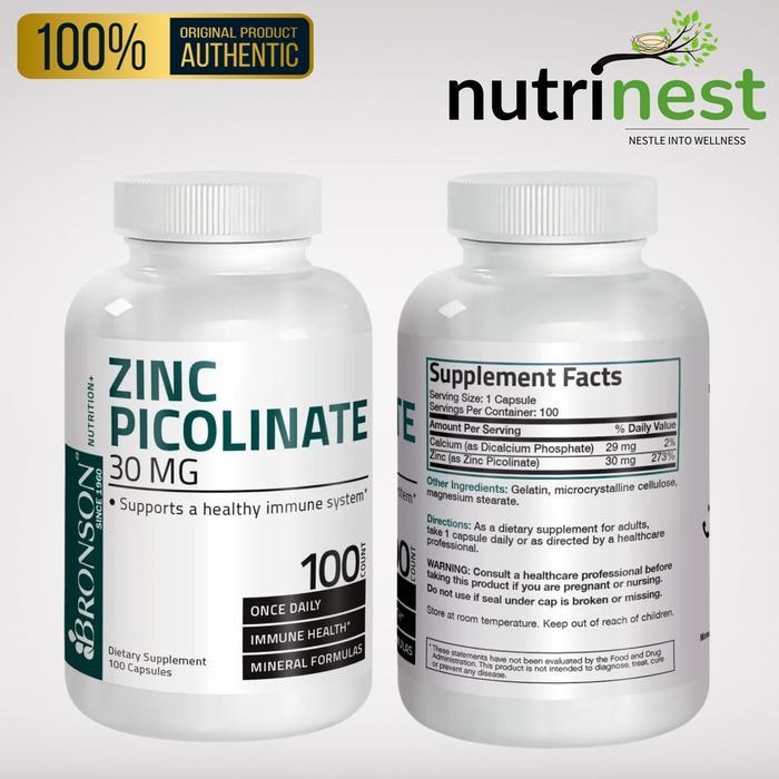 Terlaris Zinc Picolinate Bronson 30Mg - 100 Capsules