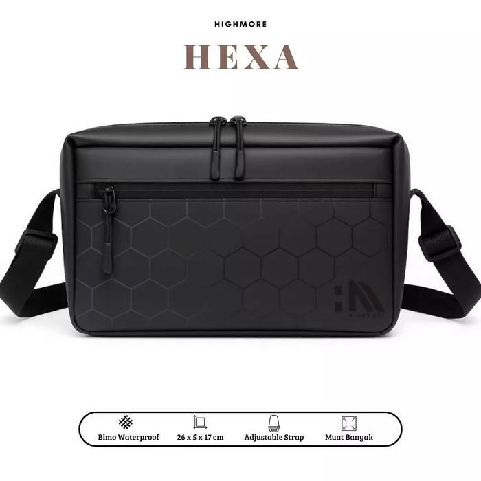 HIGHMORE HEXA Waterproof - Tas Selempang, Handbag & Clutch Pria Highmore Tas Pria Hitam