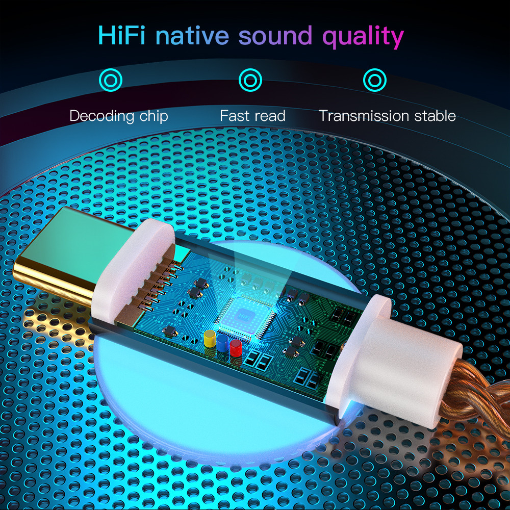 KEYSION HIFI DAC earphone Amplifier USB Type C to 3.5mm Headphone Jack audio adapter 32bit 384kHz