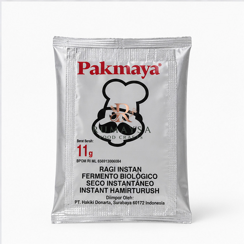 Pakmaya Ragi Instan 11gr Isi 4 Sachet Yeast Pengembang Roti Donat Pizza Bakery