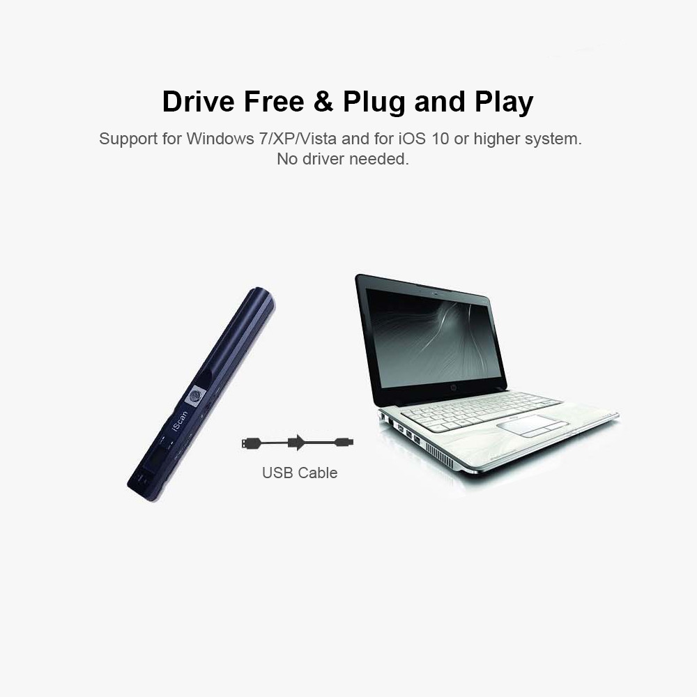 iScan Portable Scanner Mini Handheld Document Scanner A4 Book Scanner for JPG and PDF Format