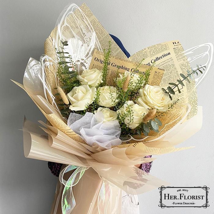 HER.FLORIST Fresh Flower SEVEN ROSES Bouquet / BUKET 7PCS BUNGA MAWAR TERLARISBEST QUALITYBEST