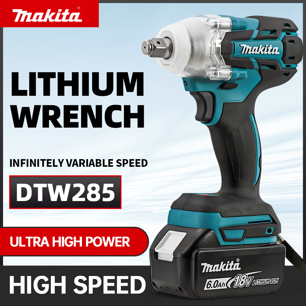 Makita Dtw285 280N.M Torque Cordless Impact Wrench Rechargeable Brushless Electric Wrench Portable