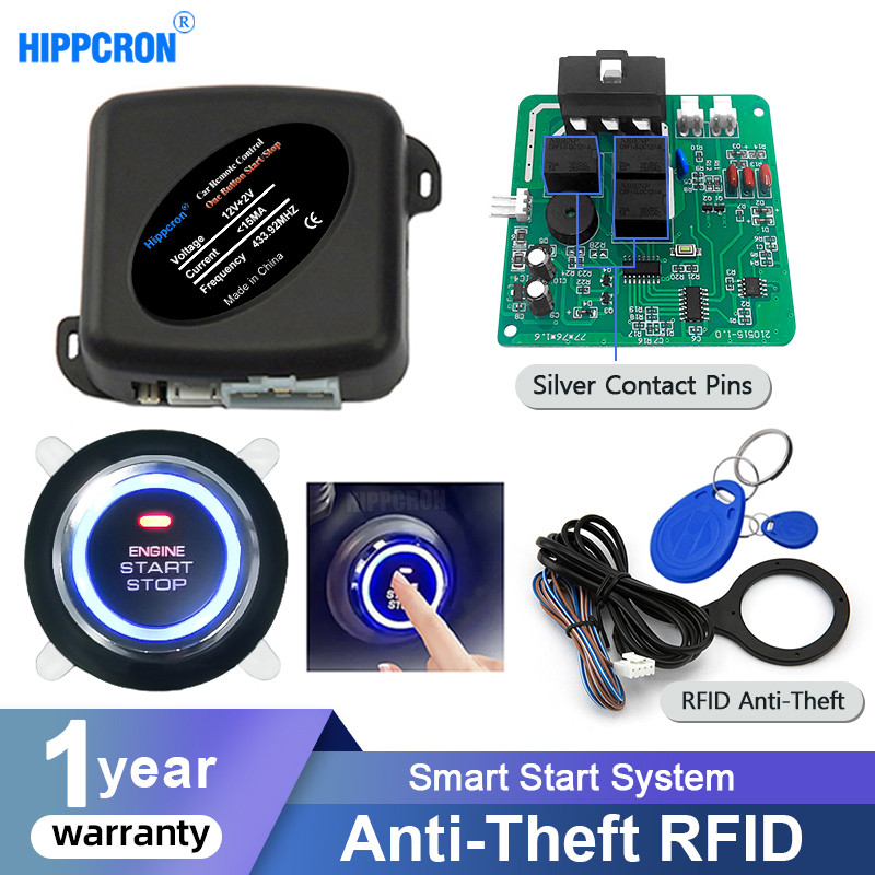 Hippcron Car Alarm Remote Control PKE Car Keyless Entry Engine Start Alarm System Push Button Remote