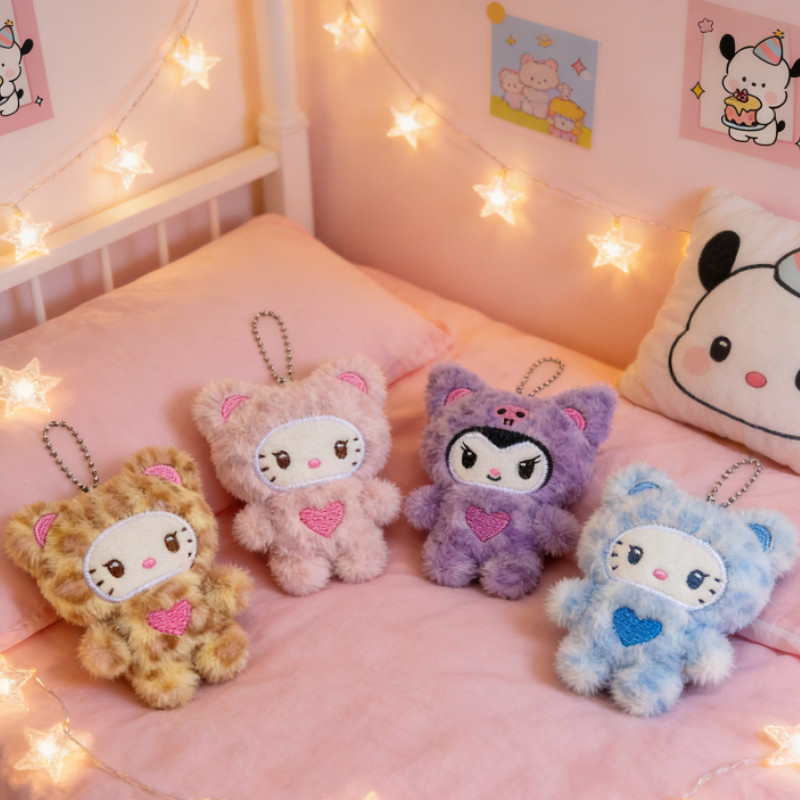 Plush Hello Kitty Keychain Kawaii Hello Kitty Student Backpack Decoration Accessories Kitty Keychain
