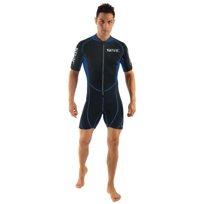 Wetsuit Pendek 2,5mm Pria untuk Renang dan Surfing - Hitam Biru, S