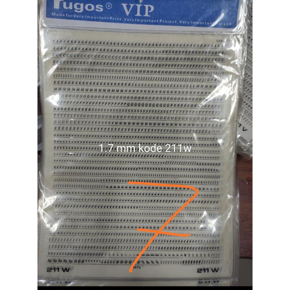 "New" rugos huruf angka 1.5mm sd 2.7 mm harga per lembar 2022