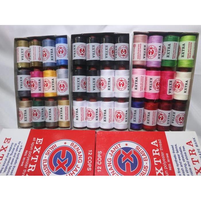 Benang Jahit Extra Campur Warna Satu Lusin