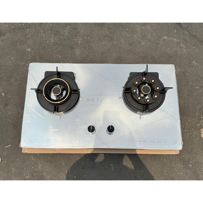 Wellhome Kompor Tanam Gas 2 Tungku Stainless Tungku Bisa Lipat / Kompor Tanam Stainless Metanic