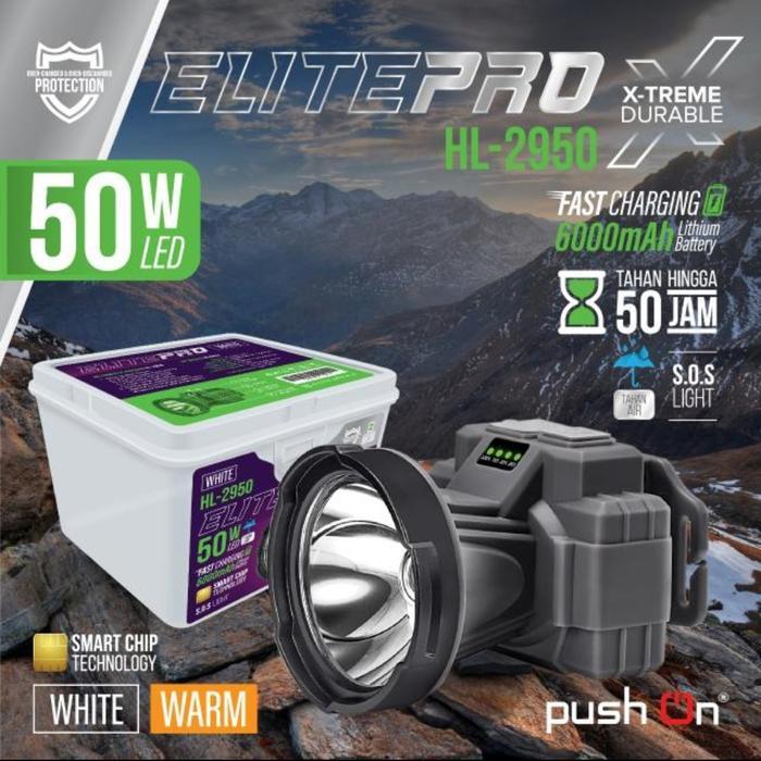 Senter kepala charger Push on Elitepro HL-2950 50 watt