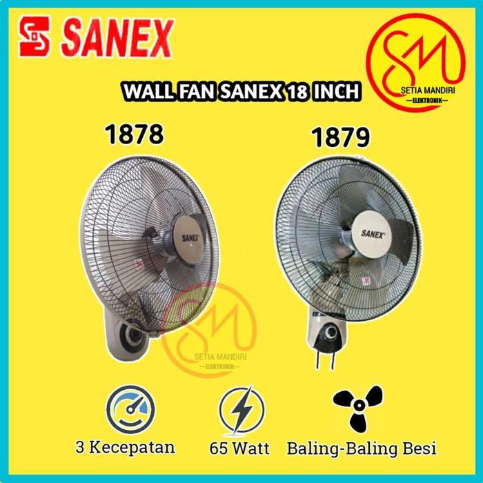 Sanex Kipas Angin Dinding Tornado Besi 18 Inch WF-1879 3 Kecepatan & Swing Kanan Kiri 65 Watt Hemat