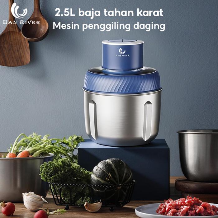 [Ceceketarketir]Han River Blender 2.5L Chopper Stainless Steel 304 Coper Daging Dan Bumbu Blender