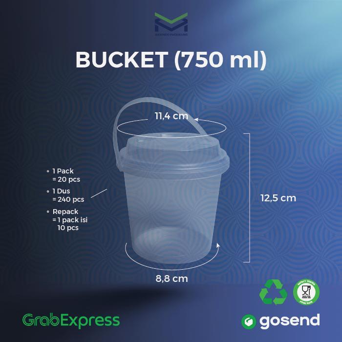 Bucket Makanan / Ember Desert / Dessert Box Bucket Jar Tutup Drink 1000Ml Isi (10-25Pcs)