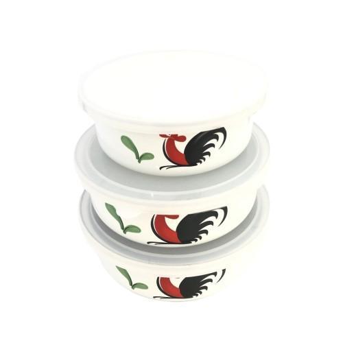 Kedaung Mixing Bowl Set 3Pcs Ayam Jago - Mangkok Enamel