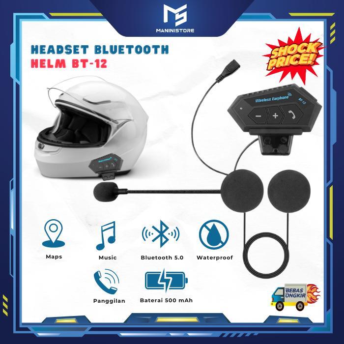 TERMURAH Intercom Interkom set Bluetooth Helm Wateroof Motorcycle BT 12 READY STOCK