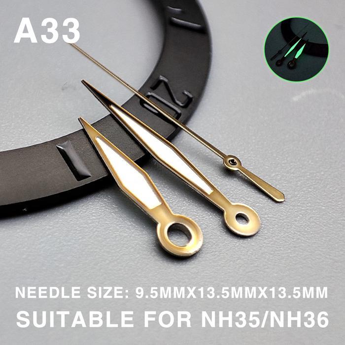 Ready Seiko Mod Hands A33 - A48 Lumed For NH35/7S/4R