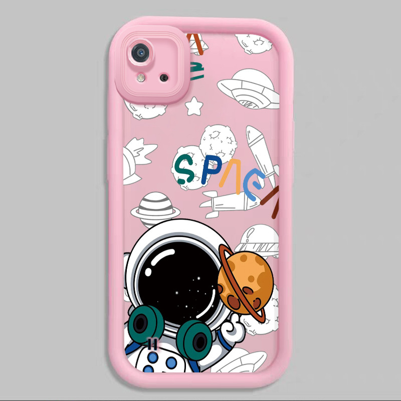 Casing Hp untuk Realme C20 C20A C11 2021 C11 2020 Case Astronot UFO Kasing  silikon Cesing  Softcase