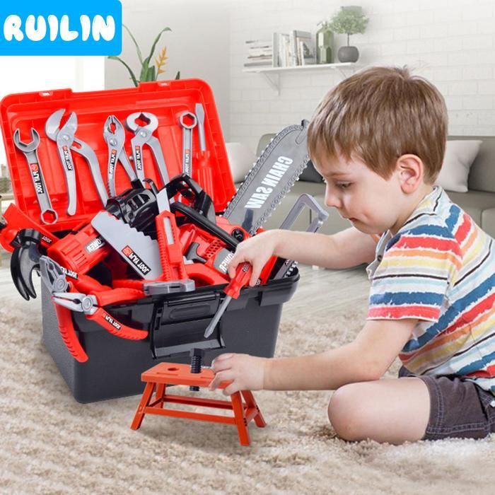 Krisbow Tools - Mainan Kotak Perkakas 68Pcs Kit Simulation Listrik Kit Perbaikan Mainan Anak