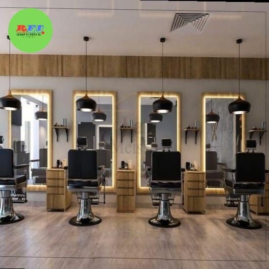 Cermin kaca Barber shop, meja rias minimalis, kaca salon kecantikan, meja barbershop, meja rias, ala