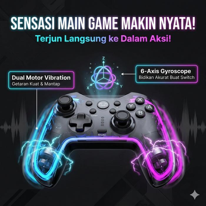 Gamepad Gaming Rgb Dengan Kontroler Bluetooth 5.0, Kompatibel Dengan Kontroler Pc Ios Dan Android,