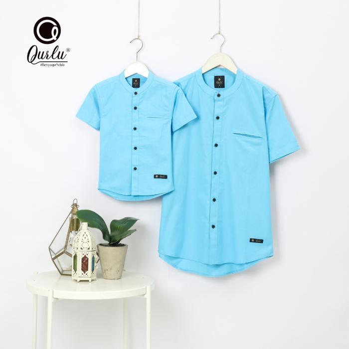 Qurlu - Kemeja Koko Dewasa/Anak Warna Baby Blue (Bisa Couple Ayah Anak) Diskon Sell