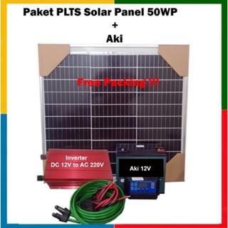 PLTS 50WP Solar Paket PLTS 50WP Solar Panel Tenaga Surya dengan Aki 14Ah dan Inverter 500W Paket PLT