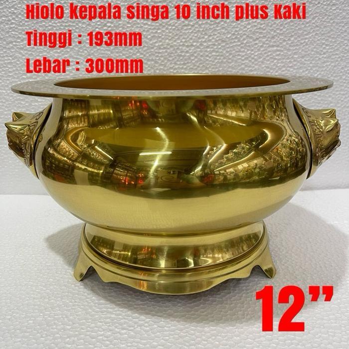 DISKON Hiolo kuningan kepala Singa 12 inch hiulo