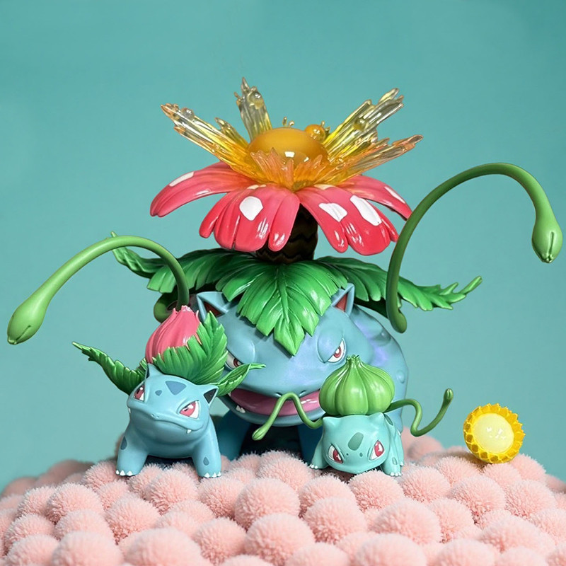 In-Stock Upgrade Full Painted Bulbasaur Ivysaur Venusaur Evolution Set Figure Anime Model Trendy Toy