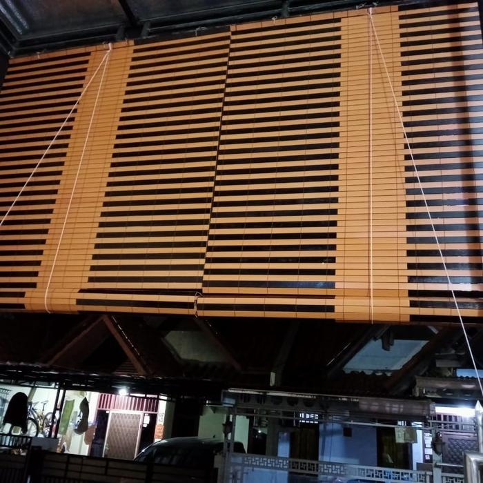 Tirai Kerey Kayu Motif Outdoor Ukuran Custom