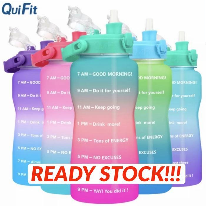 Quifit 2L Botol Minum Motivasi Waktu Dengan Sedotan Original Quifit Terbaru 
