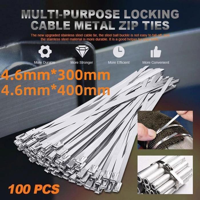 100Pcs Kabel Ties / Kabel Tis Stainless Panjang Stainless Cable Ties/Cable Ties Stainless/Cable Tie