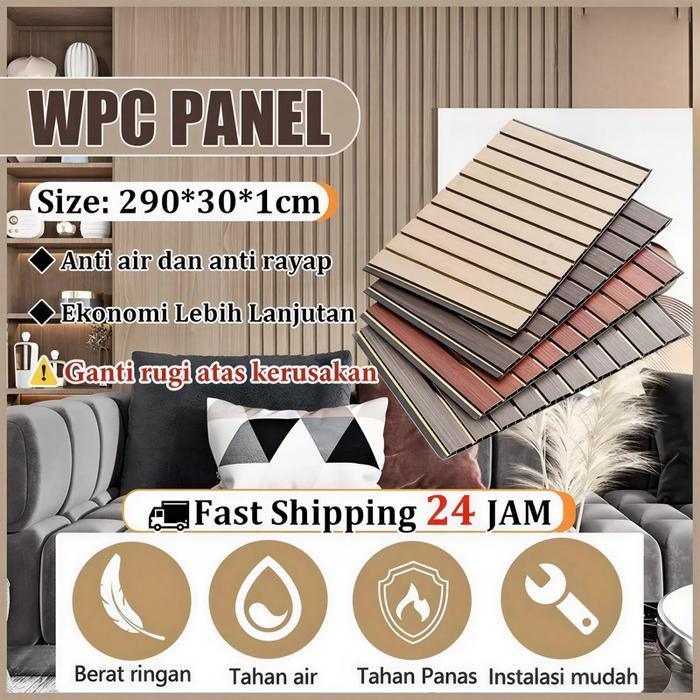 WPC Panel Dinding Motif Kayu Panjang 2.9 Meter Dekorasi Dinding kolong dapur wall panel Kamar Stiker