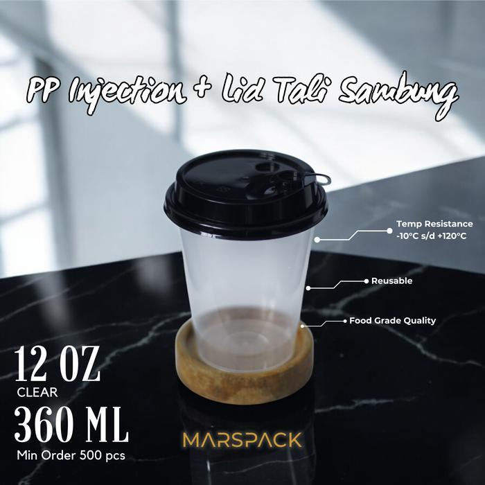 Cup Injection Pp 12Oz (360Ml) & Tutup - Cup Plastik Datar