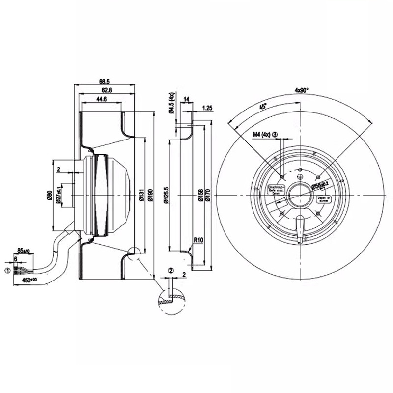 AC 230V ORIGINAL R2E190-AO26-05 CENTRIFUGAL FAN 0.26/0.34A 2500/2700RPM Y