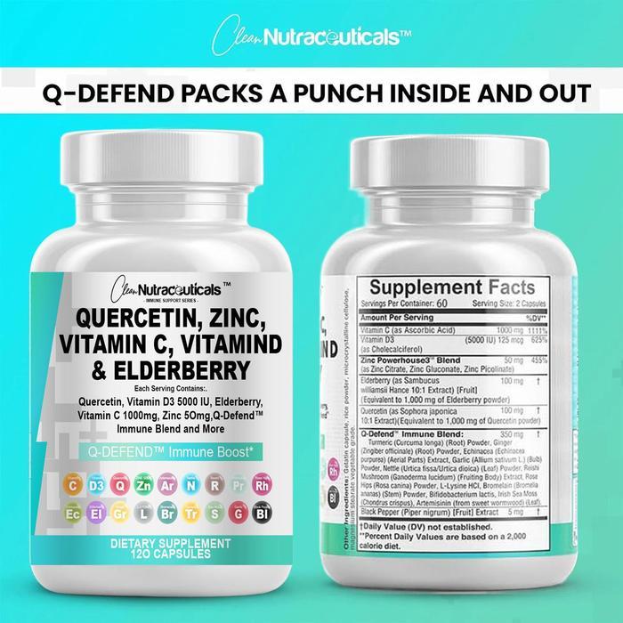 Nutraceuticals QUERCETIN ZINC VITAMIN C VITAMIND&ELDERBERRY IMMUNE DEFENSE
