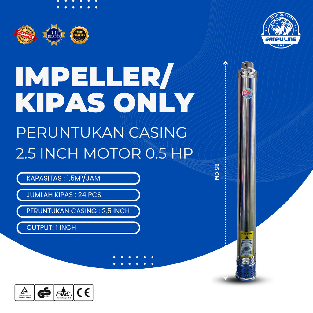 Kipas / Impeller Pompa Air Submersible SanpuLine 2.5 Inch 1.5/24 0.5HP | Output 1 Inch | 1.5M³/Jam