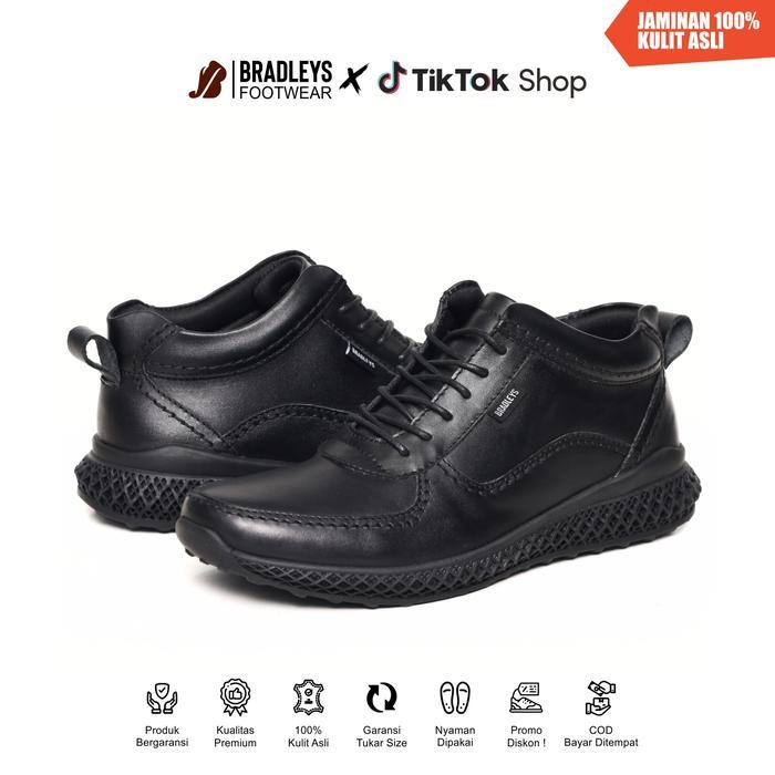 TERLARIS Bradleys Hero TL Black - Sepatu Kulit Sneakers Formal Kasual PDH Pria READY