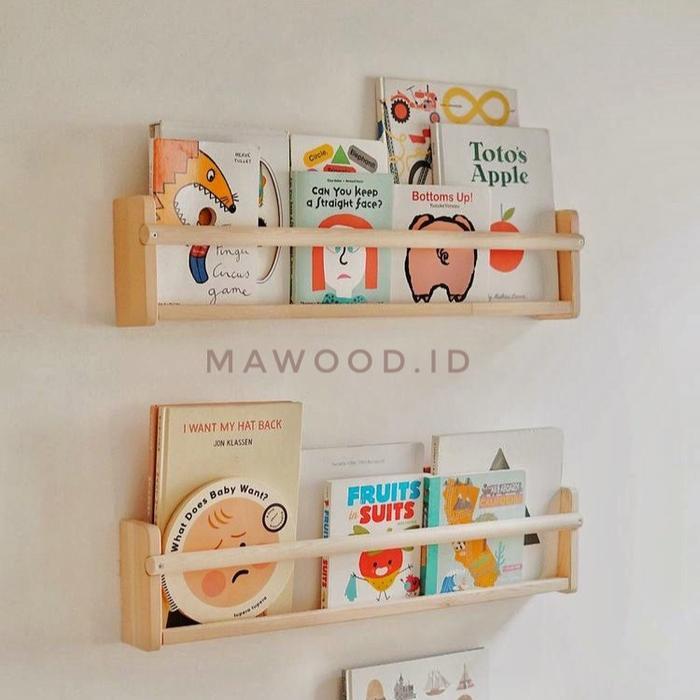 Rak buku kayu minimalis jati belanda panjang 80cm