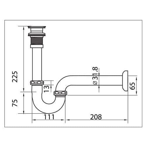 P-Trap (Siphone) Waste Automatic Pop-up Wasser BTW-002-306 Original WASSER P-Trap Waste Automatic