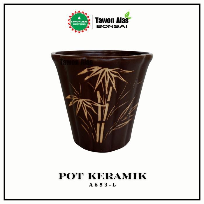 Josjismatt_ Pot Keramik Bonsai Bunga Kaktus Sukulen Ukuran L