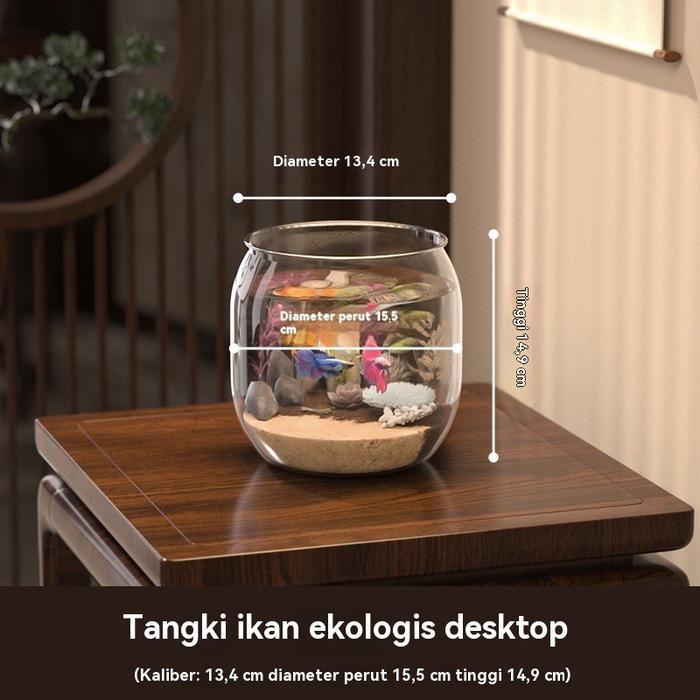 Terlaris Vinnatsu Aquarium Bulat Mini Bulat Aesthetic Aquarium Tank Cupang Mini Vas Aquarium Bulat