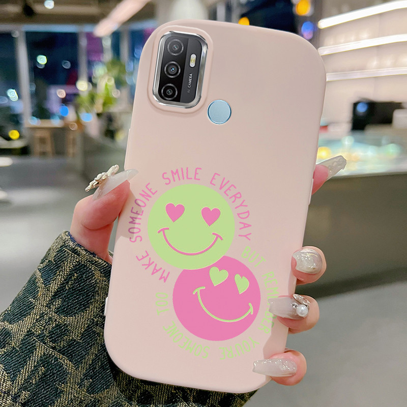 Casing Hp Untuk OPPO A53 2020 A53s A33 2020 A32 A11s Case Heart Couple Emoji Kasing silikon Cesing W